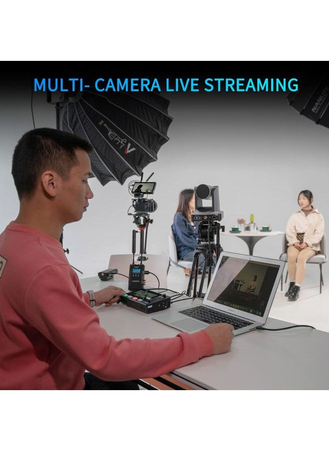 L2 Plus Multi Camera Video Mixer Switcher with 5.5 inch LCD Touch Screen PTZ Controller Chroma Key 4 HDMI Inputs USB3.0 Output Format Real Time Production Live Streaming Built in Cooler