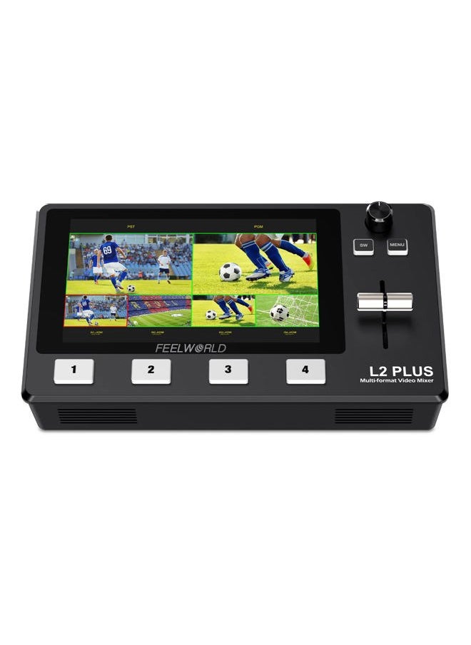 L2 Plus Multi Camera Video Mixer Switcher with 5.5 inch LCD Touch Screen PTZ Controller Chroma Key 4 HDMI Inputs USB3.0 Output Format Real Time Production Live Streaming Built in Cooler