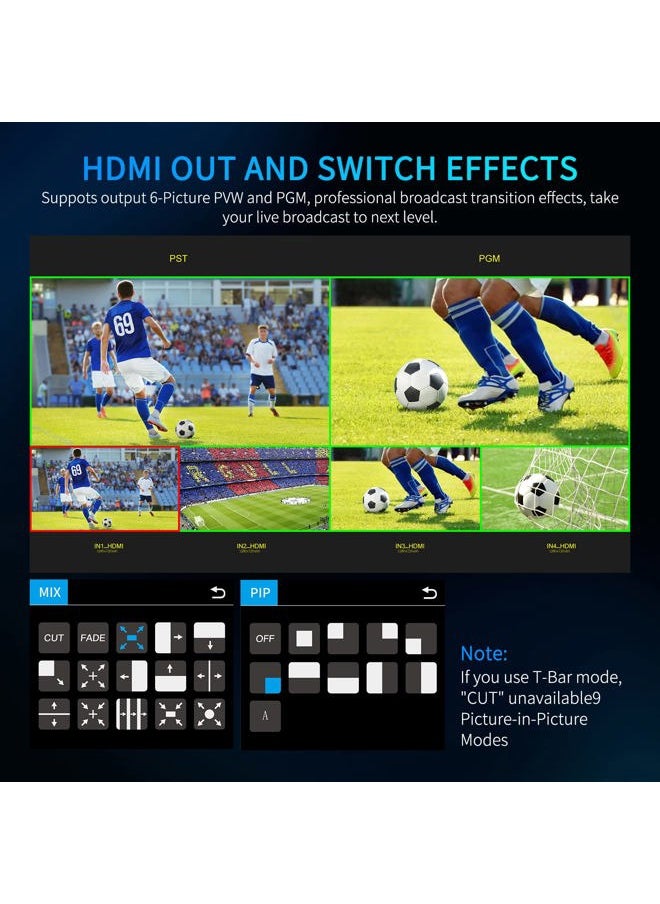 L2 Plus Multi Camera Video Mixer Switcher with 5.5 inch LCD Touch Screen PTZ Controller Chroma Key 4 HDMI Inputs USB3.0 Output Format Real Time Production Live Streaming Built in Cooler