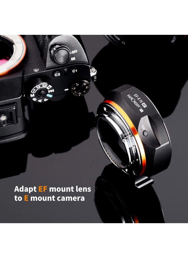 EF/EF-S to E Electronic Lens Adapter, K&F Concept Auto Focus Lens Mount Adapter Ring Compatible for Canon EF EF-S Mount Lens to Sony E Mount Cameras