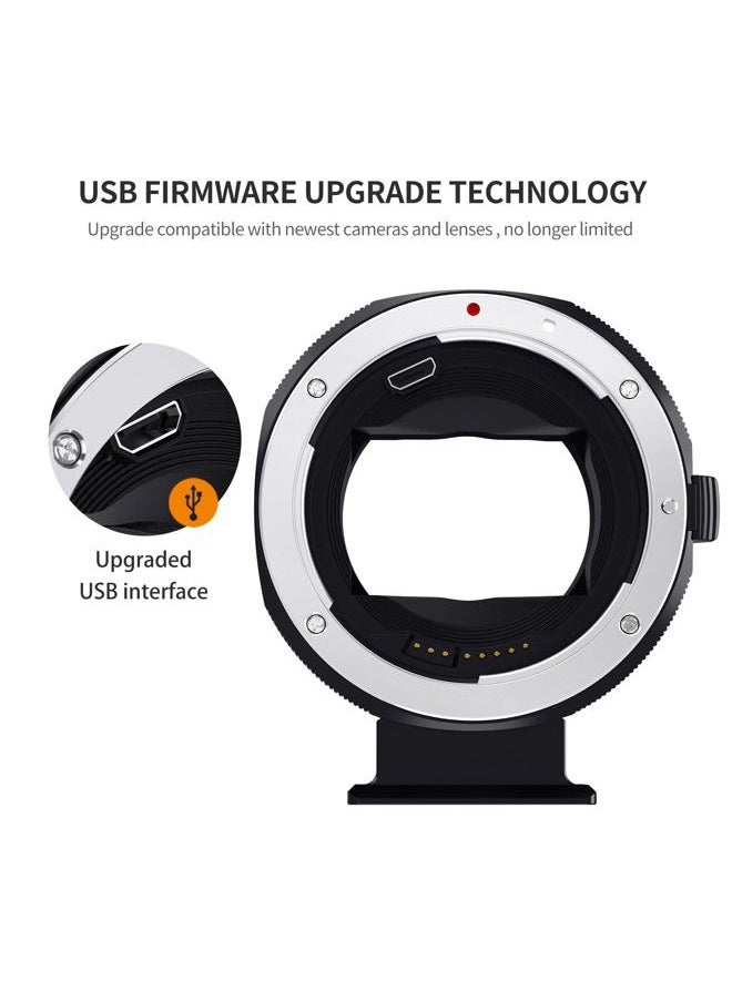 EF/EF-S to E Electronic Lens Adapter, K&F Concept Auto Focus Lens Mount Adapter Ring Compatible for Canon EF EF-S Mount Lens to Sony E Mount Cameras