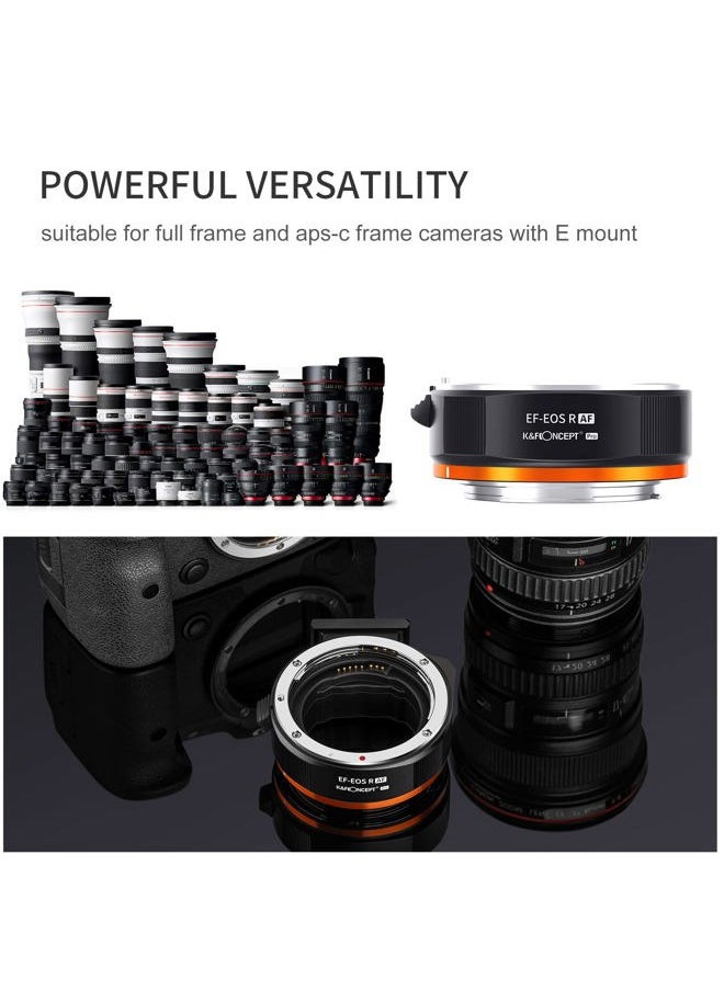 EF-EOS R Lens Adapter, Auto Focus EF/EF-S to EOS R Lens Mount Adapter Compatible with Canon EOS R, RP, R5, R6, R6II, R7, R8, R10, R50, R100 Cameras