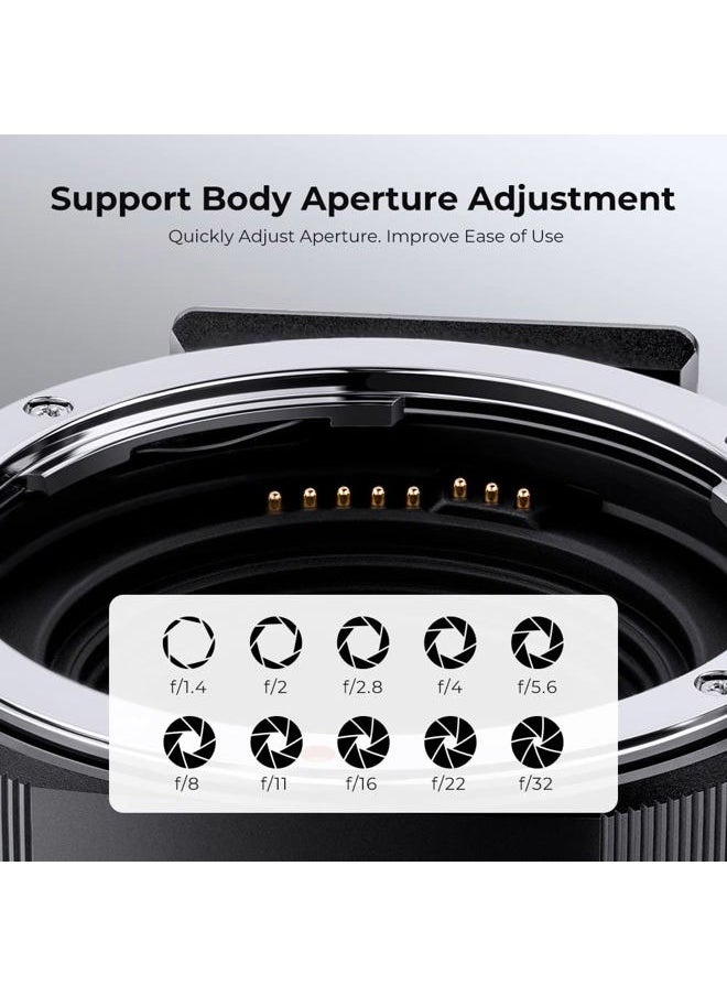 EF/EF-S to EOS M Electronic Lens Adapter, K&F Concept Auto Focus Lens Mount Adapter Ring Compatible for Canon EF EF-S Mount Lens to EOS M Mount Cameras