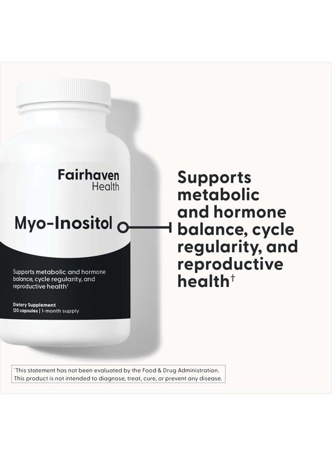 Myo-Inositol Supplement for Women and Men | Vitamin B8 2000mg | Vegan Inositol Powder Capsules | Gluten, Dairy and Soy Free | 120 Inositol Capsules