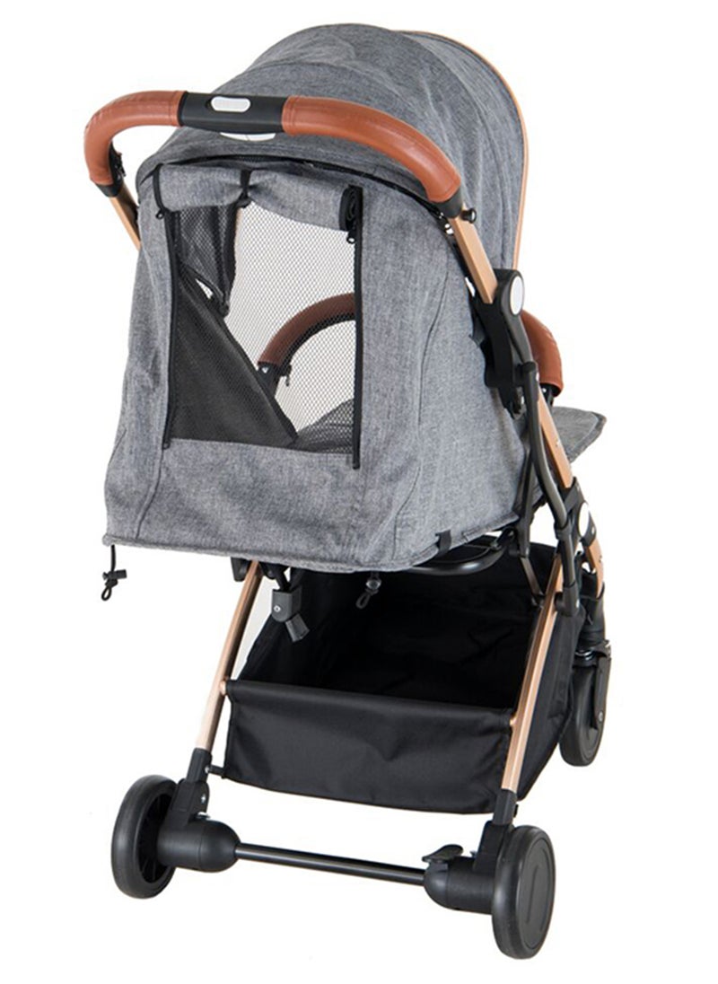 Baby Foldable Stroller With Multiple Recline Position And Adjustable Canopy