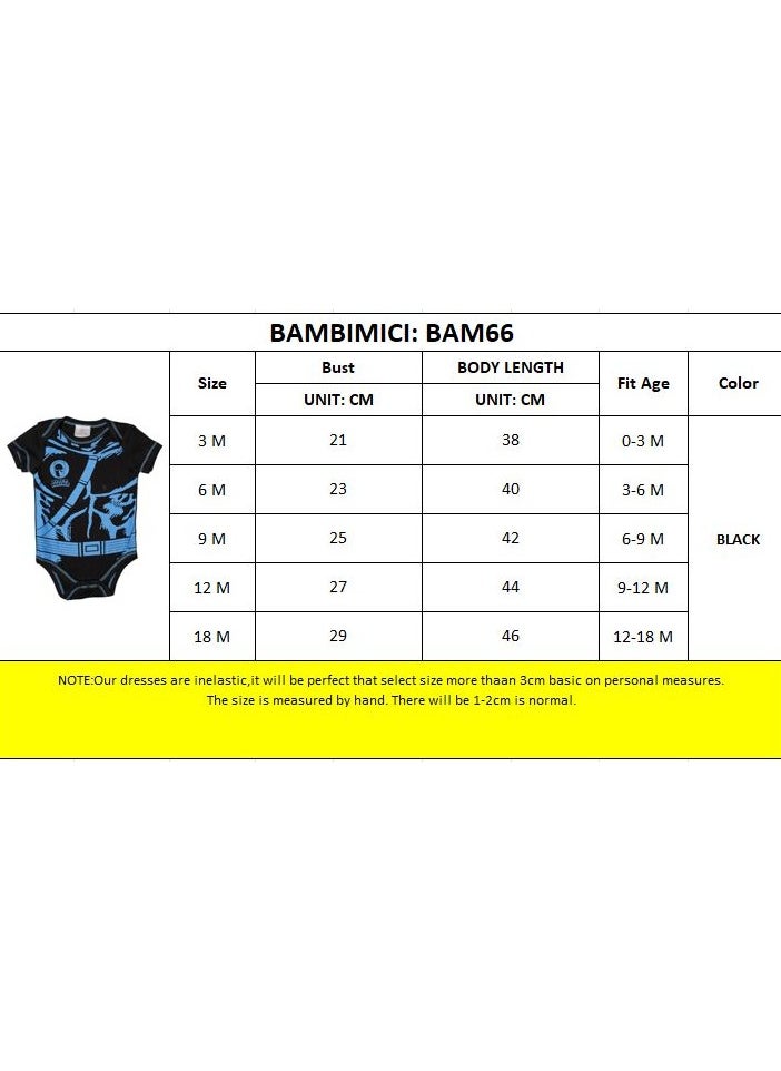 Bambimici Black Printed Onesie Short Sleeve