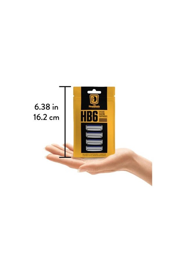 HB6 Refill Blades - 6 Stainless Steel Blades for No Tugging or Pulling, Shave Less, Works for Face, Body, and Scalp