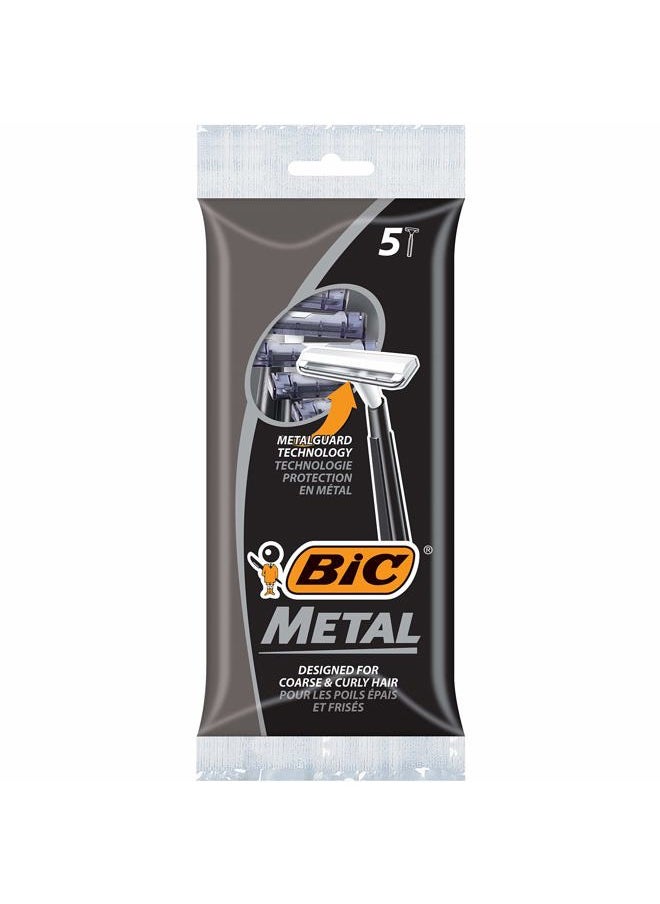 Bic metal men's disposable shaving razors, single blade, 30 count (6 packs of 5 razors), 30 Count