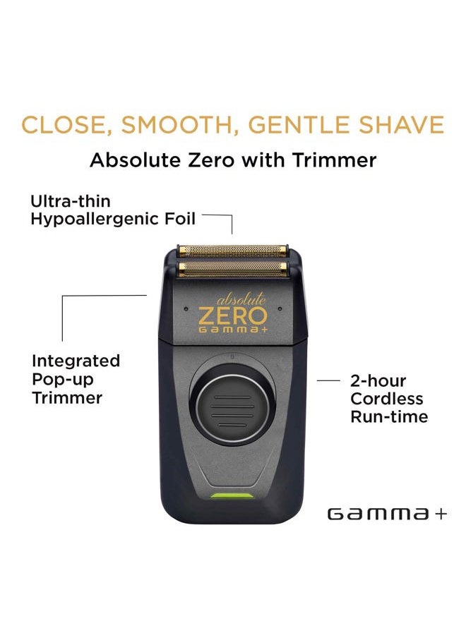 Absolute Zero Men's Cordless Foil Shaver with Built-in Retractable Trimmer, USB-C Rechargeable