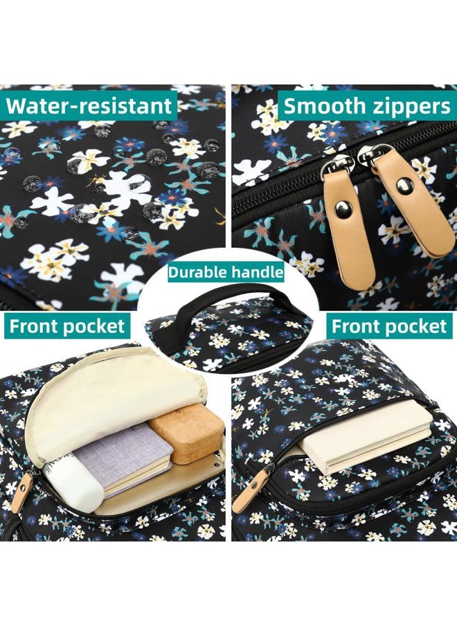 Laptop Backpack for Women: Cute Girls Sunflower Bookbag for School College Travel Work - Lightweight Book Bag Floral for Kids Teen - Aesthetic Back Pack Stylish Hiking Daypack for Teacher Black