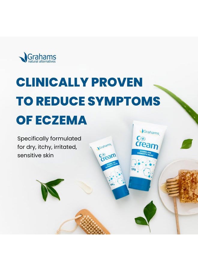 C+ Eczema Cream Dermatitis Treatment - Lotion for Extremely Dry Skin, Inflammation, Redness & Itch Relief - Manuka Honey & Calendula - Clinically Proven - Steroid-Free (1 x 1.76oz)