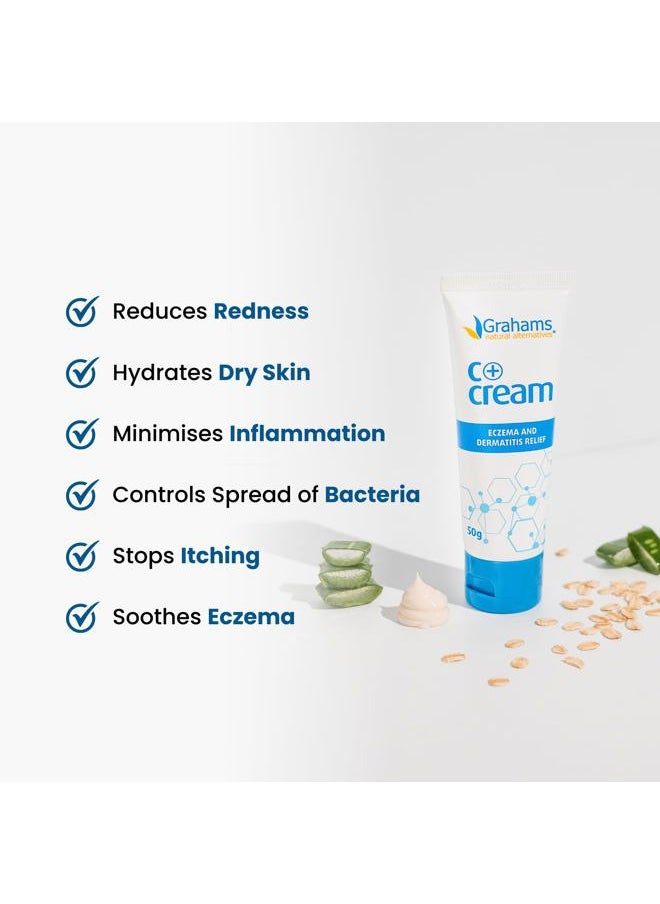 C+ Eczema Cream Dermatitis Treatment - Lotion for Extremely Dry Skin, Inflammation, Redness & Itch Relief - Manuka Honey & Calendula - Clinically Proven - Steroid-Free (1 x 1.76oz)