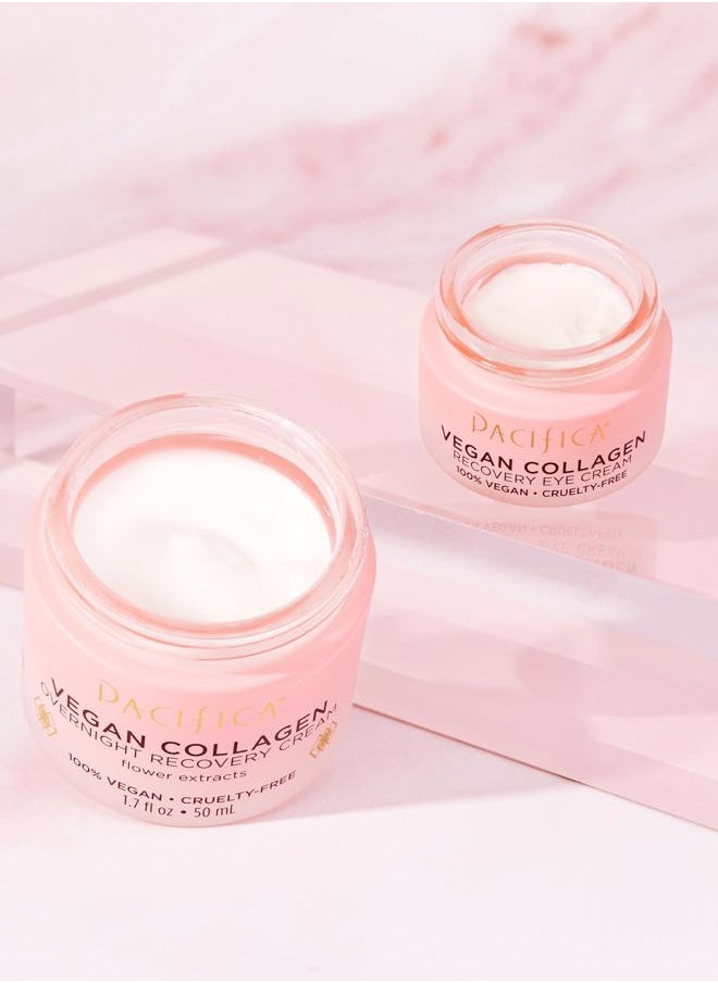 Beauty, Vegan Collagen Overnight Recovery Eye & Face Cream, Hyaluronic Acid, Caffeine, Vitamin C & E, Hydrating & Moisturizing Skin Care for Aging and Dry Skin, 15ml - 0.5 fl oz