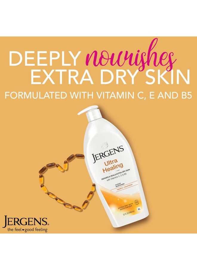 Ultra Healing Dry Skin Moisturizer, Body and Hand Lotion for Dry Skin, for Quick Absorption into Extra Dry Skin, with HYDRALUCENCE blend, Vitamins C, E, and B5, 32 Ounce