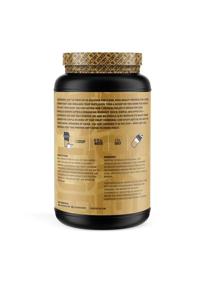 Authentic ISO Grass Fed Whey Protein Isolate Powder - Low Carb, Non-GMO Muscle Building Protein w/No Fillers, Mixes Perfectly, Vanilla Oatmeal Cookie - 2LB, 30 SV