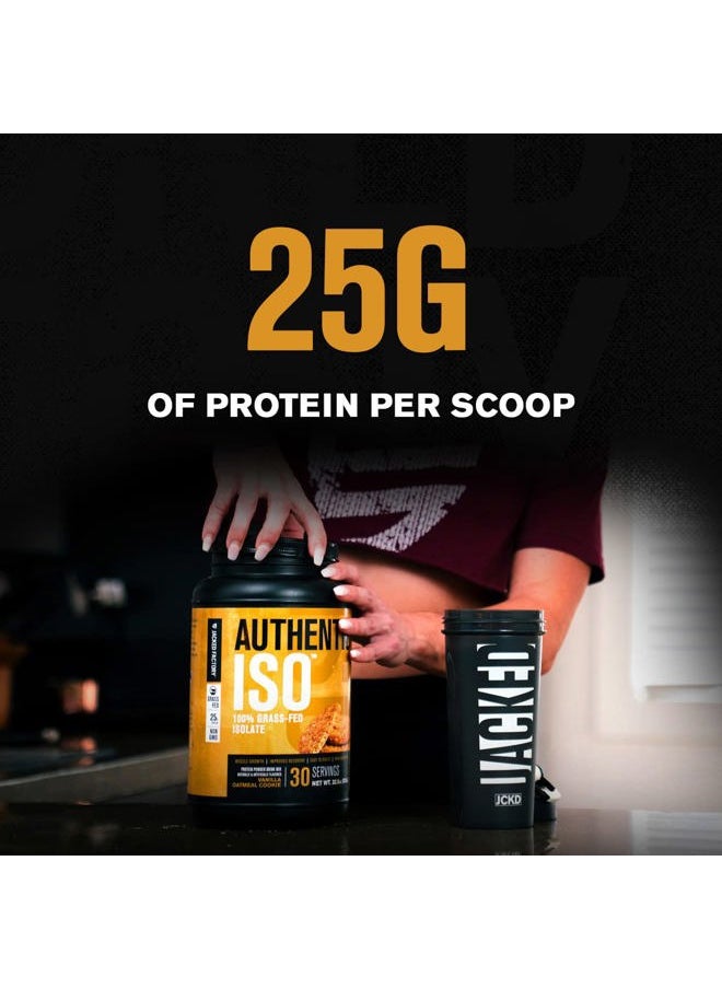 Authentic ISO Grass Fed Whey Protein Isolate Powder - Low Carb, Non-GMO Muscle Building Protein w/No Fillers, Mixes Perfectly, Vanilla Oatmeal Cookie - 2LB, 30 SV