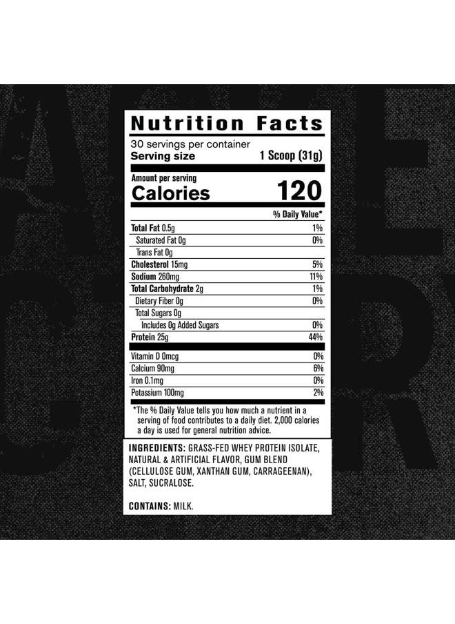 Authentic ISO Grass Fed Whey Protein Isolate Powder - Low Carb, Non-GMO Muscle Building Protein w/No Fillers, Mixes Perfectly, Vanilla Oatmeal Cookie - 2LB, 30 SV