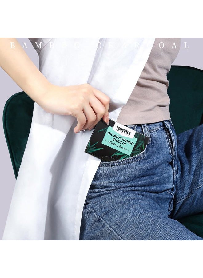 800 Counts Oil Blotting Papers for Face, Bamboo Charcoal Oil Absorbing Sheets for Oily Skin, Oil Blotting Sheets for Face, Oil Absorbent Pads Blotter Paper, Oil Face Wipes Large 10cmx7cm