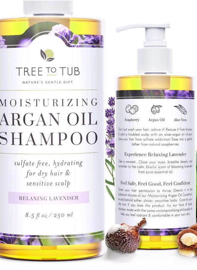 Lavender Dry Hair Shampoo for Sensitive Scalp - Gentle Hydrating Dry Scalp Shampoo for Women & Men, Moisturizing Sulfate Free Shampoo w/Organic Argan Oil, Chamomile, All Natural Aloe Vera