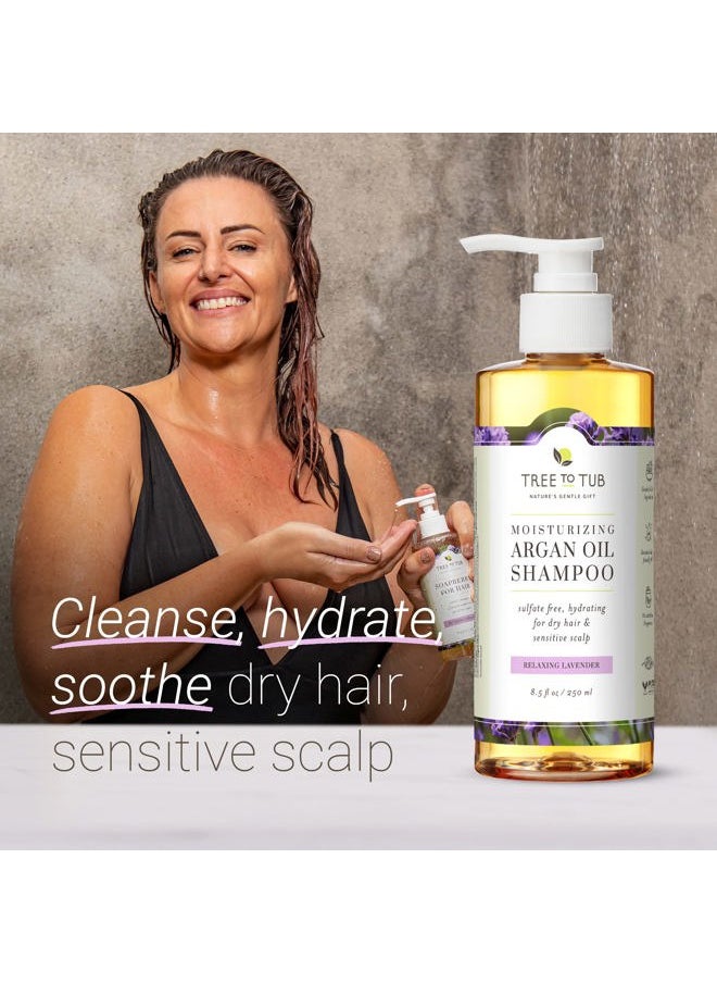Lavender Dry Hair Shampoo for Sensitive Scalp - Gentle Hydrating Dry Scalp Shampoo for Women & Men, Moisturizing Sulfate Free Shampoo w/Organic Argan Oil, Chamomile, All Natural Aloe Vera