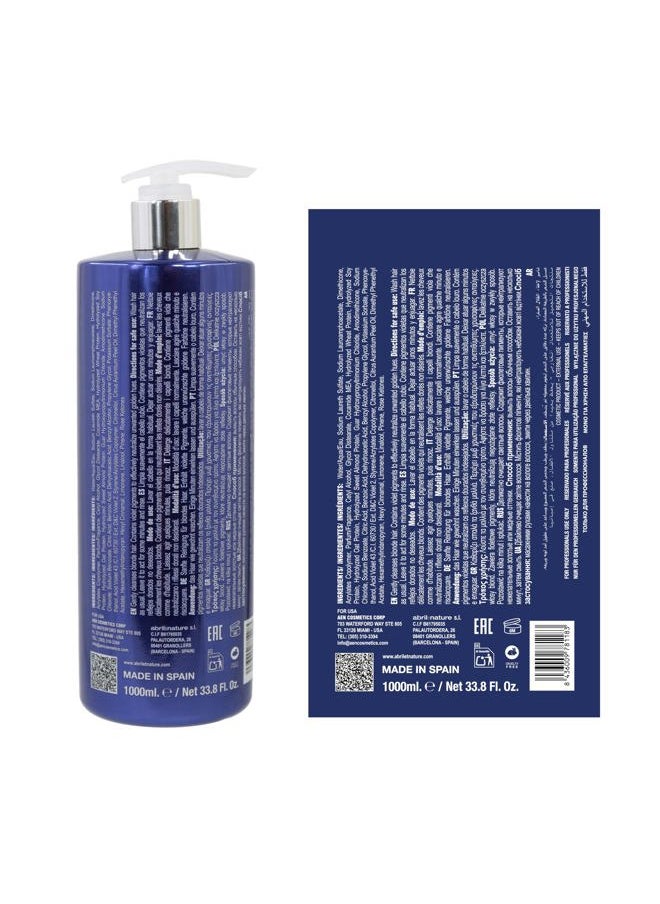 Abril Et Nature Bain Shampoo Platinum - 1000 ml - Purple Toning Shampoo - to Tone Down Grey or Bleached Hair - Eliminates Brassy Yellow Tones-Keratin Hair Treatment