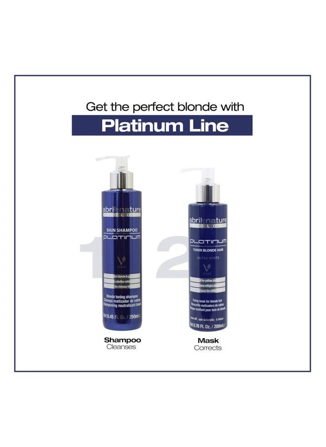 Abril Et Nature Bain Shampoo Platinum - 1000 ml - Purple Toning Shampoo - to Tone Down Grey or Bleached Hair - Eliminates Brassy Yellow Tones-Keratin Hair Treatment