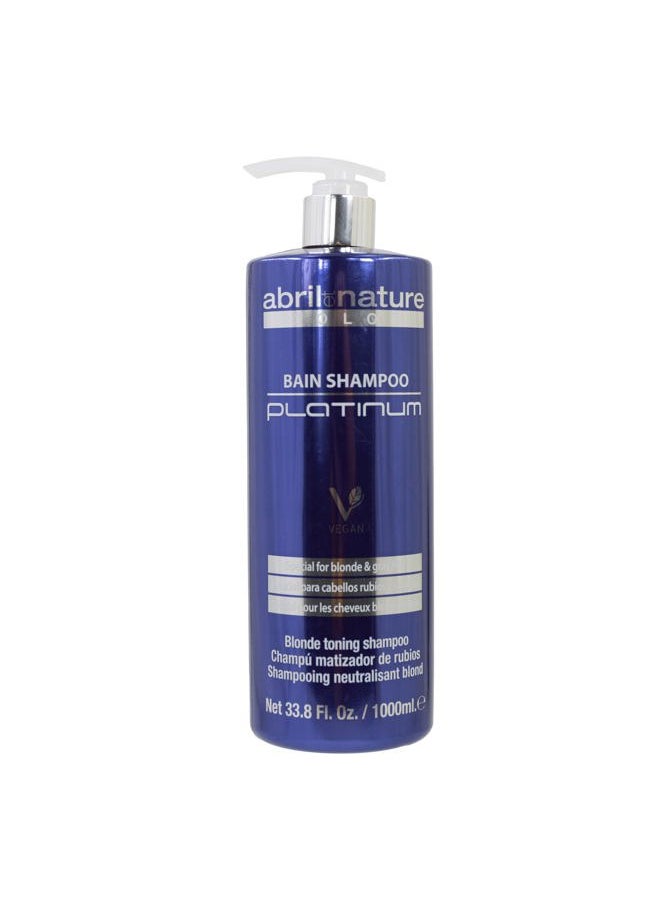 Abril Et Nature Bain Shampoo Platinum - 1000 ml - Purple Toning Shampoo - to Tone Down Grey or Bleached Hair - Eliminates Brassy Yellow Tones-Keratin Hair Treatment