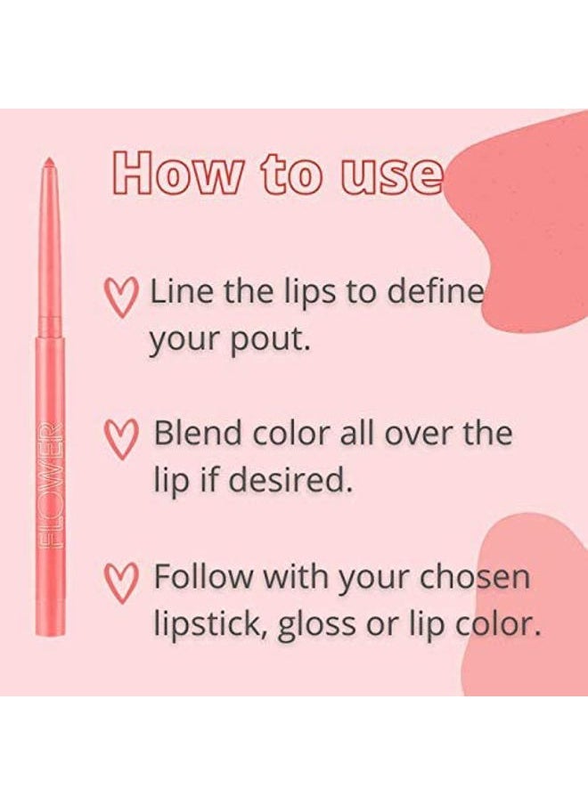Petal Pout Lip Liner Smooth Creamy Lip Liner with Pigment Rich Color Prevents Feathering of Lip Color Comes with Builtin Sharpener, Fuchsia, 0.01 Ounce