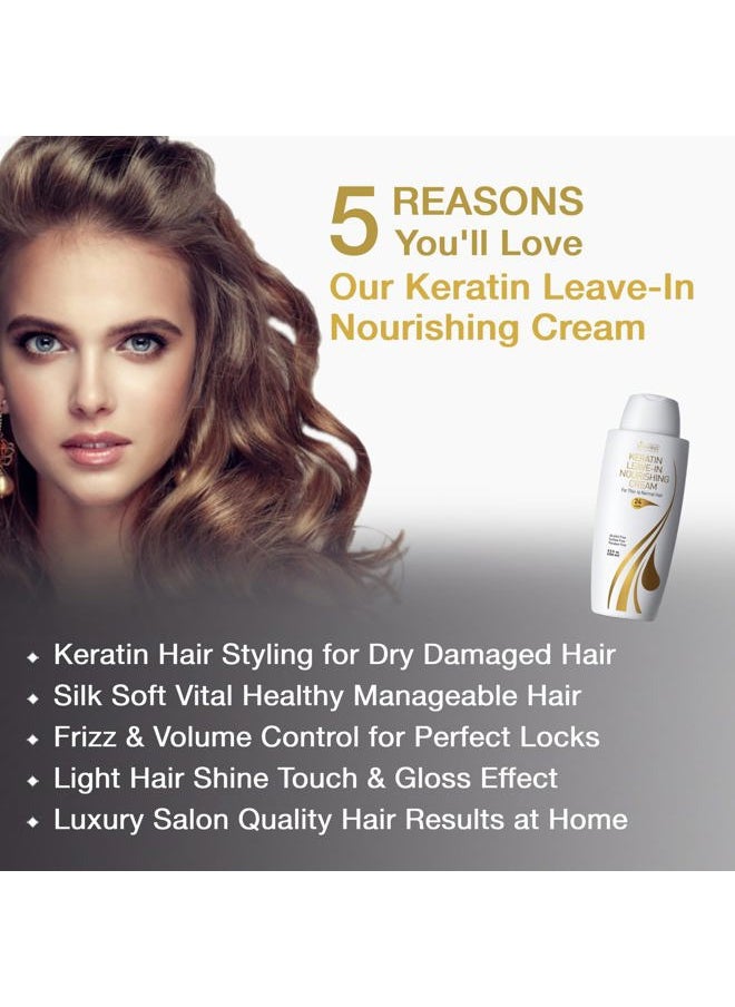 Keratin Leave In Conditioner Moisturizer - Thin to Normal Hair Care Moisturizing Hydrating Detangler Cream for Dry Damaged Hair