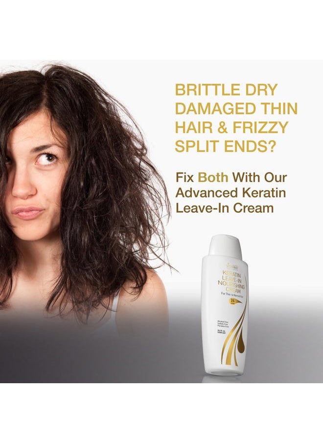 Keratin Leave In Conditioner Moisturizer - Thin to Normal Hair Care Moisturizing Hydrating Detangler Cream for Dry Damaged Hair