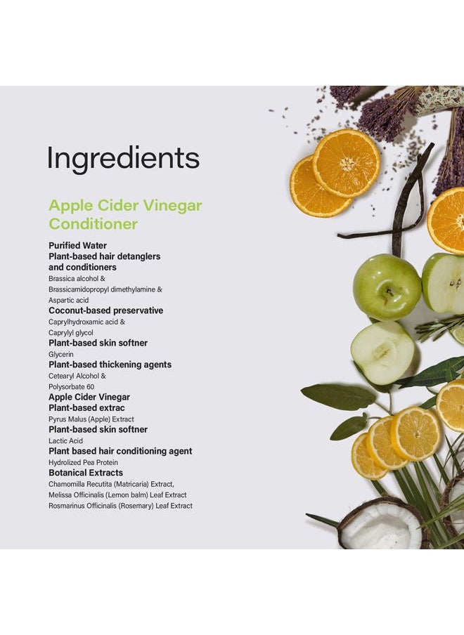 Apple Cider Vinegar Conditioner for Shiny Hair - No Harsh Preservatives - For All Hair Types - 12 Ounce