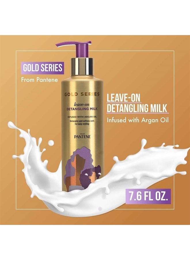 Gold Series Detangling Milk Hair Treatment for Curly Hair, Natural and Textured Hair, 7.6 Fl Oz Leave-On Hair Detangler Infused with Rich Argan Oil, Dye and Sulfate Free Formula