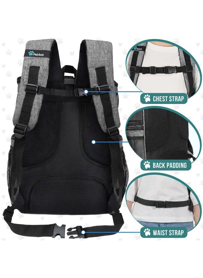 Dog Backpack Carrier, Airline Approved Cat Backpacks for Carrying Small Large Cats, Pet Carrier Back Pack, Ventilated Soft Sided for Travel, Hiking, Camping, Max 18 lbs, Heather Gray