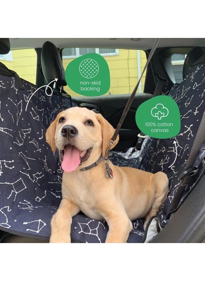 3-in-1 Back Seat Cover for Dogs, Back Seat Hammock, Cargo Area Cover, Non-Skid, 100% Cotton Canvas, Water-Resistant, Features Adjustable Headrest Straps, Belt Slots, Seat Anchors, 56