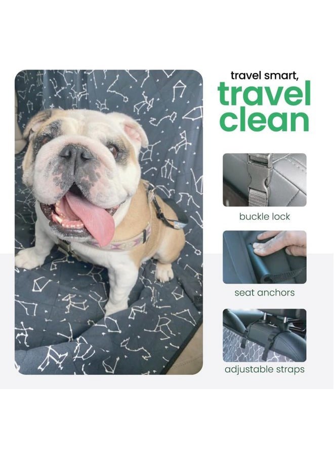 3-in-1 Back Seat Cover for Dogs, Back Seat Hammock, Cargo Area Cover, Non-Skid, 100% Cotton Canvas, Water-Resistant, Features Adjustable Headrest Straps, Belt Slots, Seat Anchors, 56