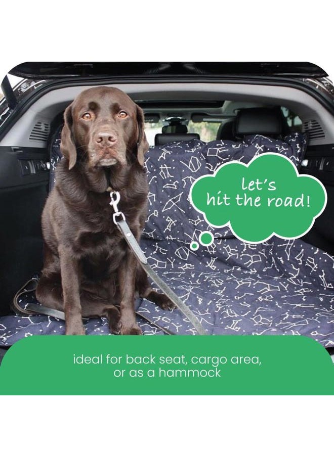 3-in-1 Back Seat Cover for Dogs, Back Seat Hammock, Cargo Area Cover, Non-Skid, 100% Cotton Canvas, Water-Resistant, Features Adjustable Headrest Straps, Belt Slots, Seat Anchors, 56