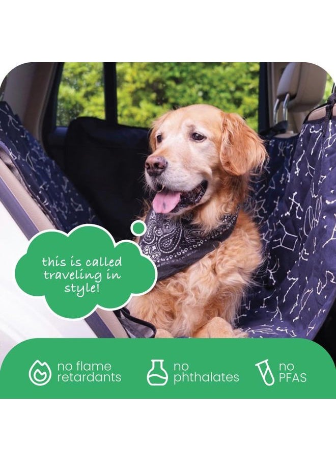 3-in-1 Back Seat Cover for Dogs, Back Seat Hammock, Cargo Area Cover, Non-Skid, 100% Cotton Canvas, Water-Resistant, Features Adjustable Headrest Straps, Belt Slots, Seat Anchors, 56