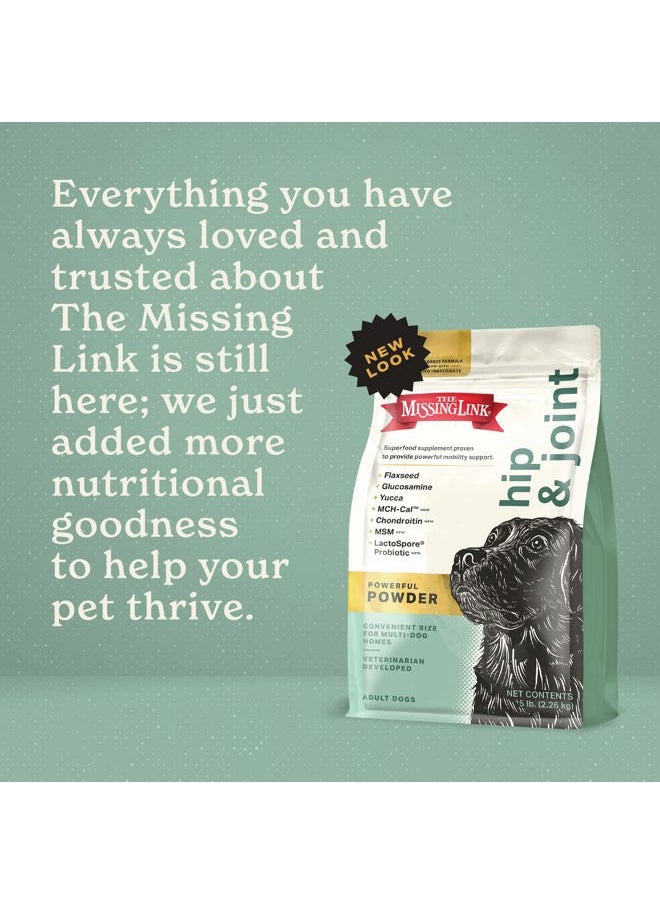 Hip & Joint + Probiotics Supplement 5lb Bag - Superfood Powder for Dog Cartilage & Bone Health, Joint Mobility & Flexibility