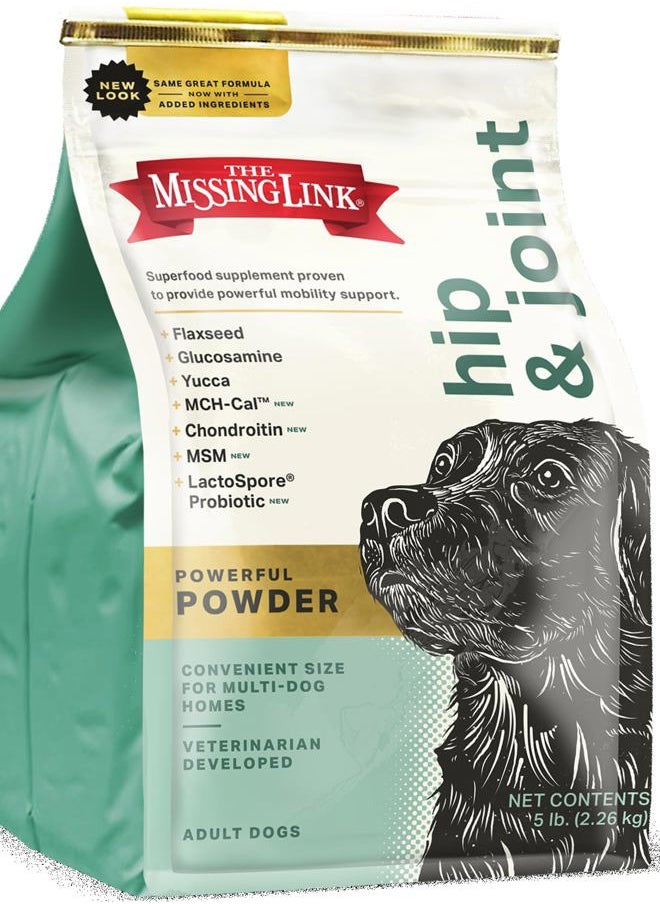Hip & Joint + Probiotics Supplement 5lb Bag - Superfood Powder for Dog Cartilage & Bone Health, Joint Mobility & Flexibility