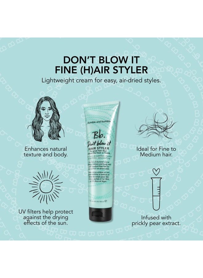 . Don't Blow It Fine (H)air Styler Air Dry Cream | For Fine to Medium Hair, 5 Fl Oz