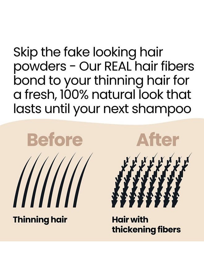 Black Real Hair Fibers for Thinning Hair - 100% Natural Texture, Non Synthetic Hair Fibers - Bald Spot Cover Up for Women & Men - 38 Gram