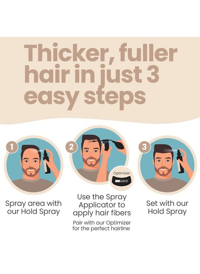 Black Real Hair Fibers for Thinning Hair - 100% Natural Texture, Non Synthetic Hair Fibers - Bald Spot Cover Up for Women & Men - 38 Gram
