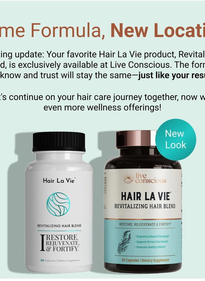 Live Conscious by Hair La Vie Revitalizing Blend Hair Vitamins with Biotin, Collagen and Saw Palmetto (2-Pack)