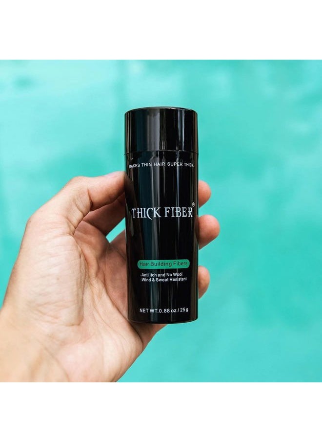 THICK FIBER Hair Fibers for Thinning Hair & Bald spots (BLACK, Pack of 3) - 25g Bottle - Conceals Hair Loss in Seconds - Hair Powder For Women & Men