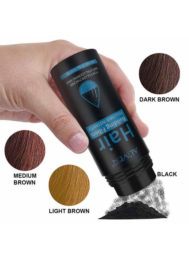 Aliver Hair Fibers for Thinning Hair Medium Brown - Undetectable Natural Formula - Thicker Fuller Hair in 15 Seconds - Conceals Hair Loss & Look Younger - Designed for Men & Women,0.97Oz