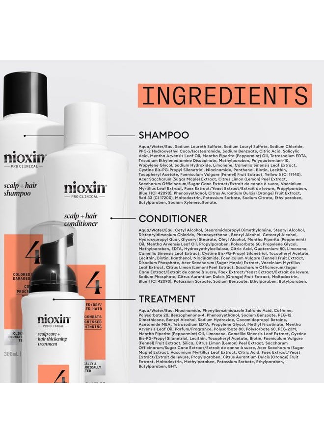 Scalp + Hair Thickening System 4 - Hair Thickening System for Colored Or Dry Damaged Hair with Progressed Thinning, Trial Size (Packaging May Vary)