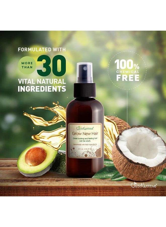 Grow New Hair Treatment | Hair Regrowth Oil | Natural Hair Care | Hair Growth Treatment For Men and Women | Just Nutritive | 4 Oz