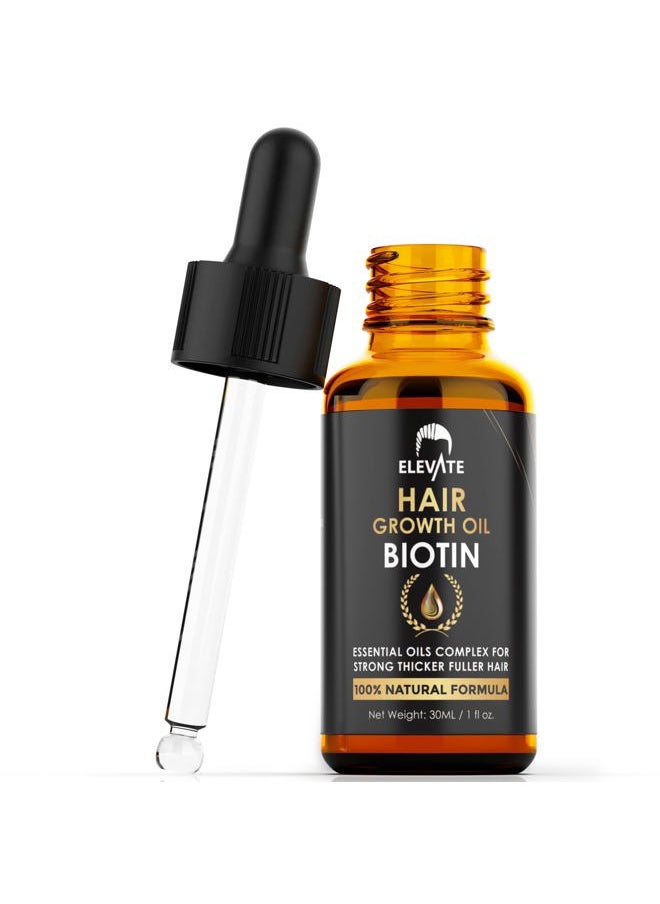 ELEVATE Hair Growth Oil - Biotin Serum & Castor Oil Natural Vitamin Treatment for Stronger, Thicker, Longer Hair and Regrowth - Prevent Thinning and Loss for Men & Women, 1 Fl Oz