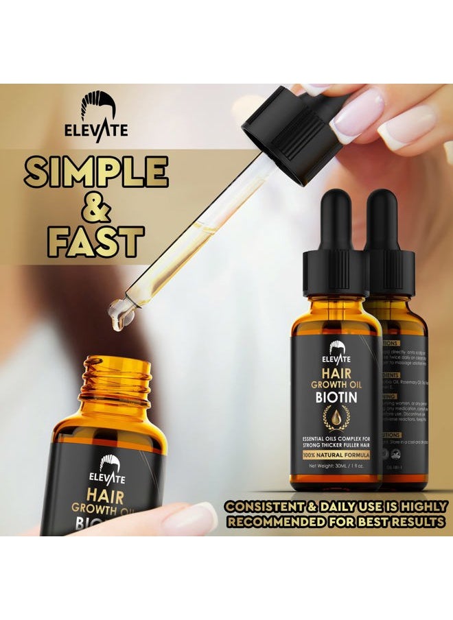 ELEVATE Hair Growth Oil - Biotin Serum & Castor Oil Natural Vitamin Treatment for Stronger, Thicker, Longer Hair and Regrowth - Prevent Thinning and Loss for Men & Women, 1 Fl Oz