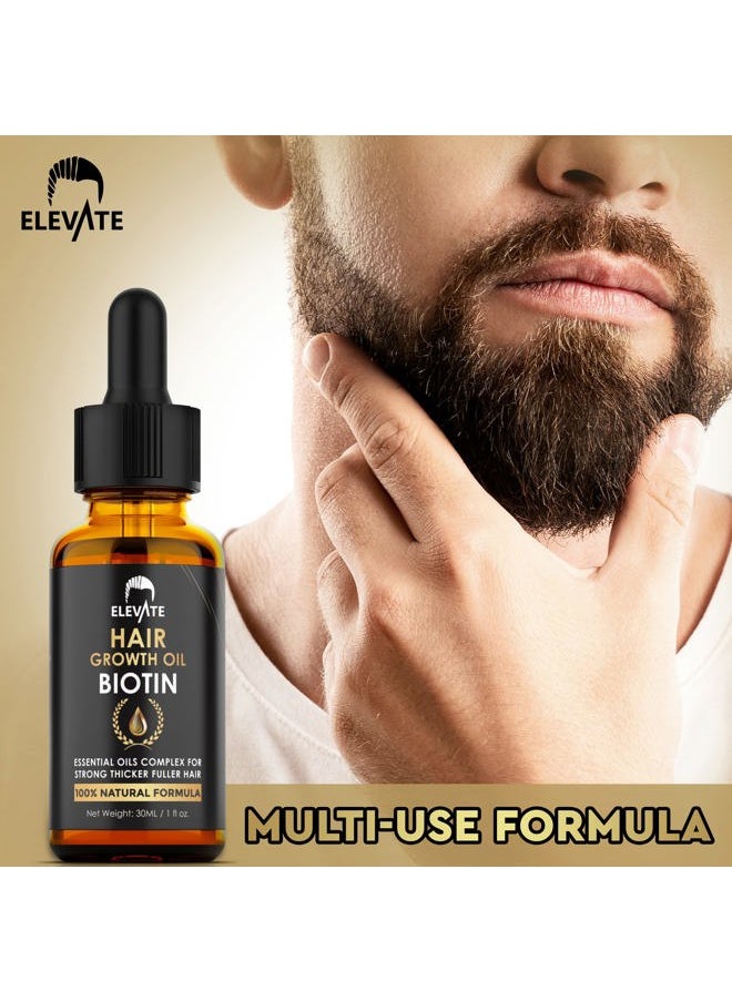 ELEVATE Hair Growth Oil - Biotin Serum & Castor Oil Natural Vitamin Treatment for Stronger, Thicker, Longer Hair and Regrowth - Prevent Thinning and Loss for Men & Women, 1 Fl Oz